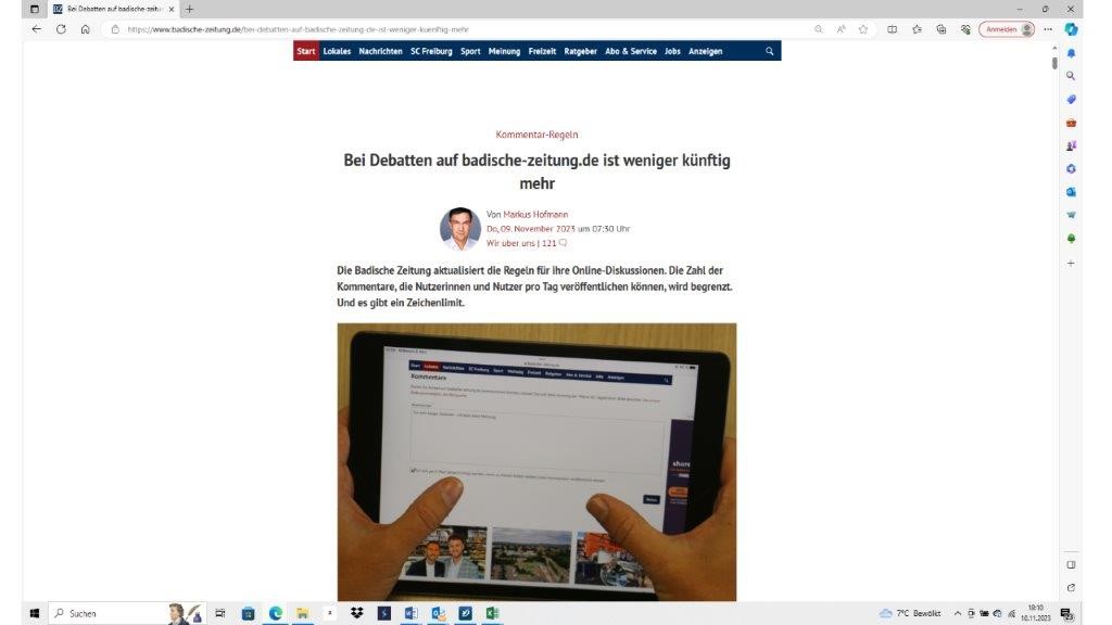 Badische Zeitung (BZ) Online Forum mit neuen Restriktionen